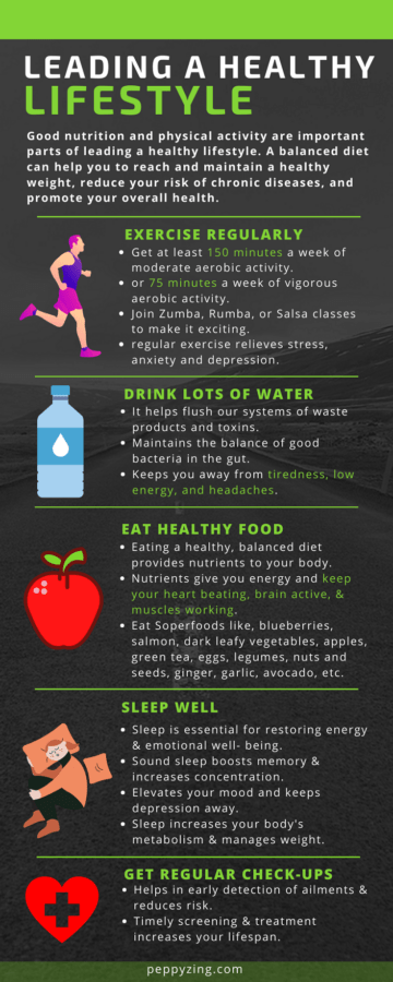 Tips for healthy lifestyle infographic